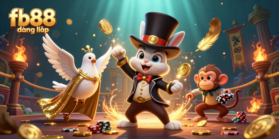 Experience the thrill of fb88 đăng nhập with golden coins and poker chips in a dynamic casino scene.
