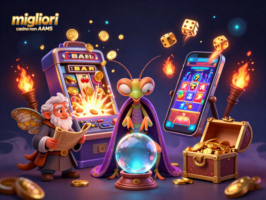 I migliori casino non AAMS offrono un'illustrazione 3D di fortuna con giochi e jackpot emozionanti.