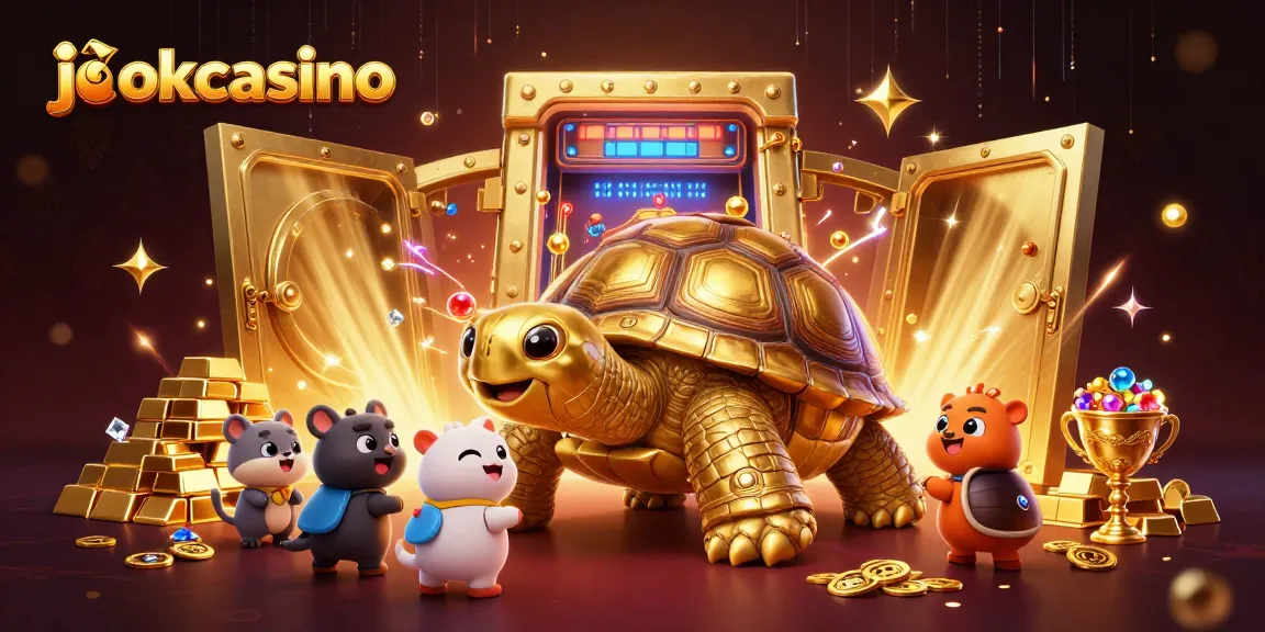 Experience thrilling games at jokacasino with a vibrant 3D illustration showcasing excitement and treasure.