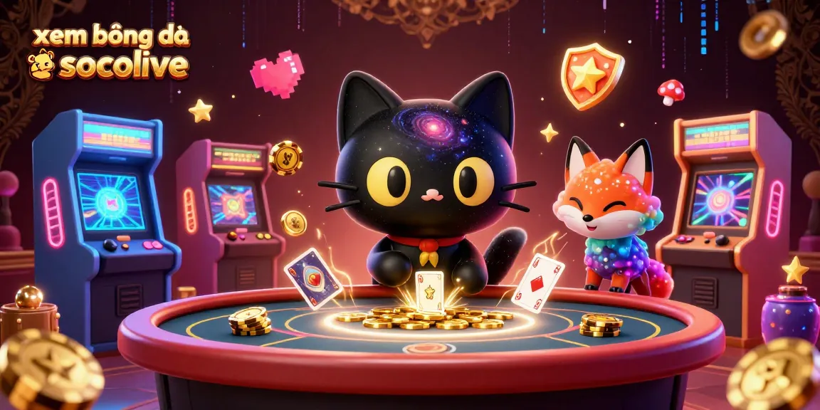 Experience xem bóng đá socolive with vibrant casino fun featuring a cosmic cat and nebula fox.