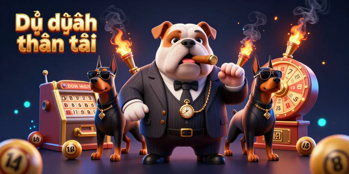 Dự đoán thần tài showcases today's lottery predictions with vibrant 3D elements and characters.