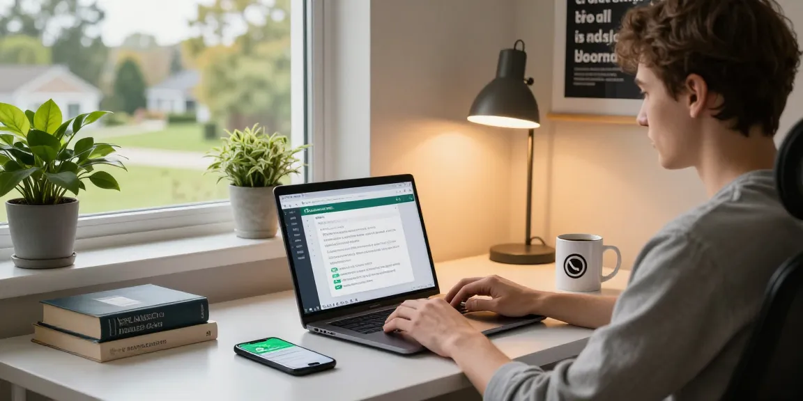 Engaging workspace with WhatsApp電腦版 on the laptop and communication tools.