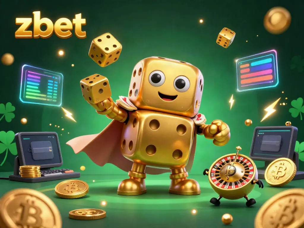 Experience thrilling gameplay with zbet's vibrant 3D cartoon casino scene filled with golden dice, crypto coins, and dazzling visuals.