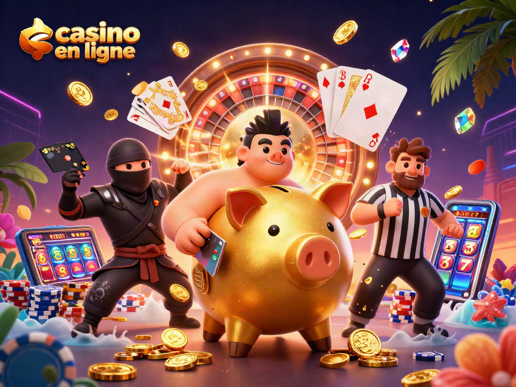 Jouez à des jeux de casino en ligne avec de riches scènes colorées et des personnages engageants, notamment un sumo et un ninja.