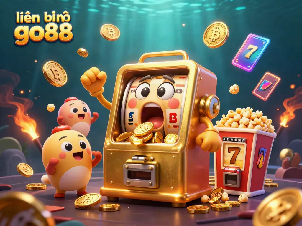 Engage with lively gameplay at liên hệ go88, featuring golden slot machines and vibrant casino elements.