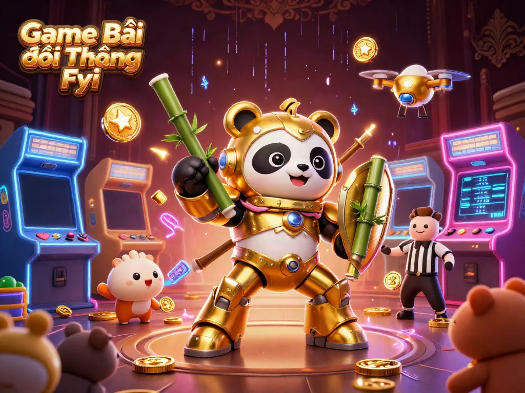 Engage with Game Bài Đổi Thưởng Fyi, featuring vibrant 3D gaming elements and energetic characters.