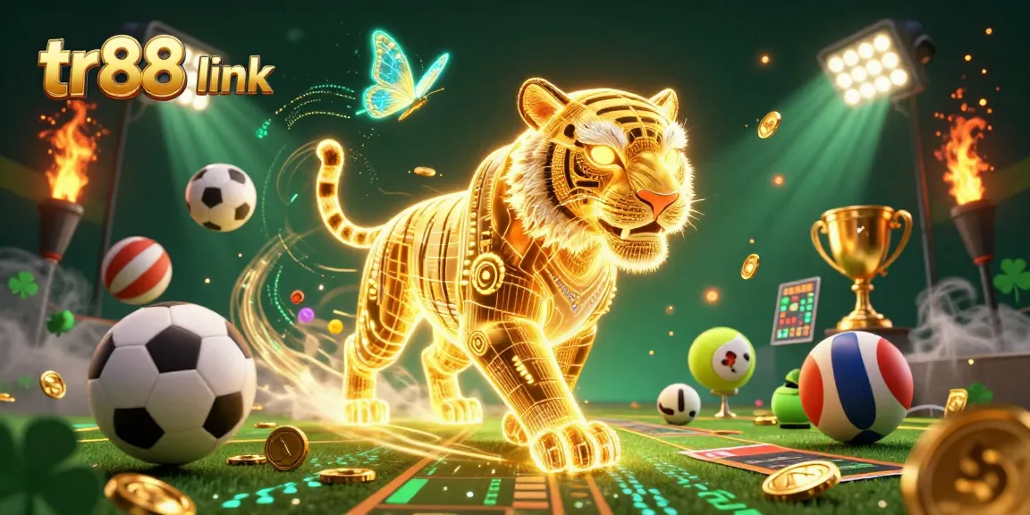 Engage with exciting gameplay at tr88 link, featuring a golden neon tiger in a vibrant casino.