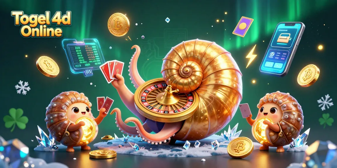 Experience Togel 4d Online with vibrant 3D representation of a giant nautilus roulette wheel and glowing crypto elements.