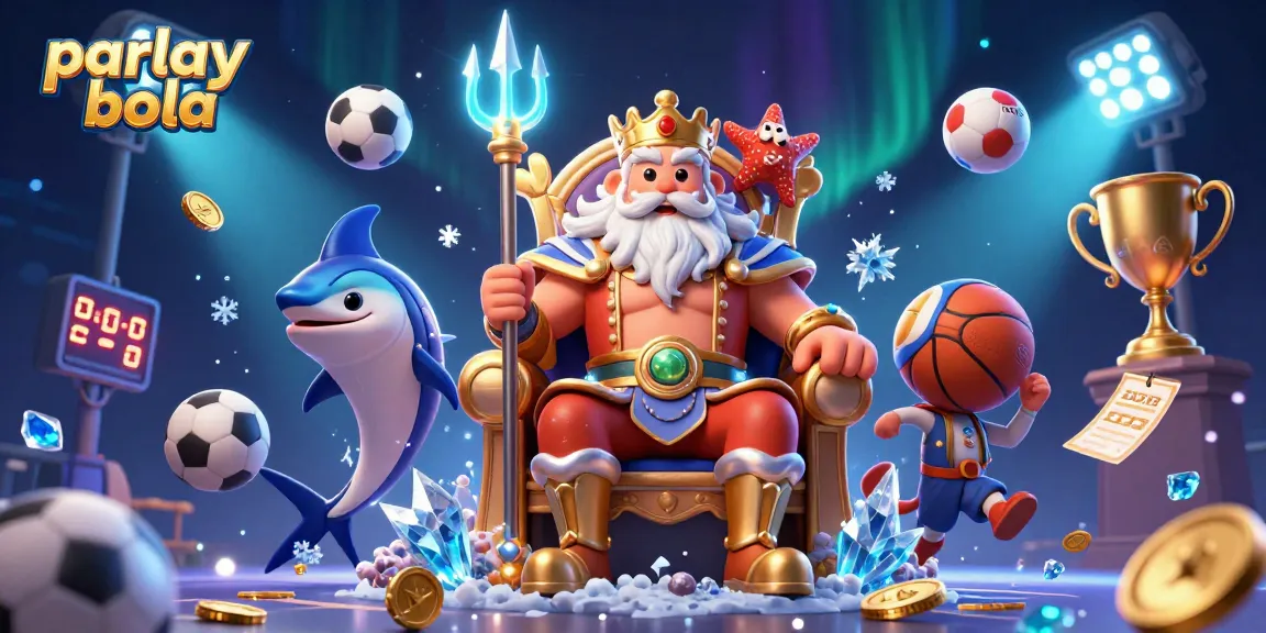 Engage in parlay bola betting with Neptune and treasures in a vibrant casino scene.