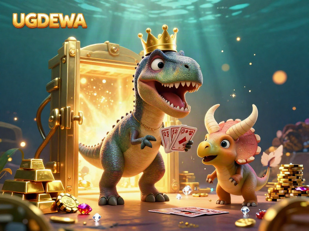 Engage with the exciting world of UGDEWA togel as vibrant characters shuffle cards and stack chips.