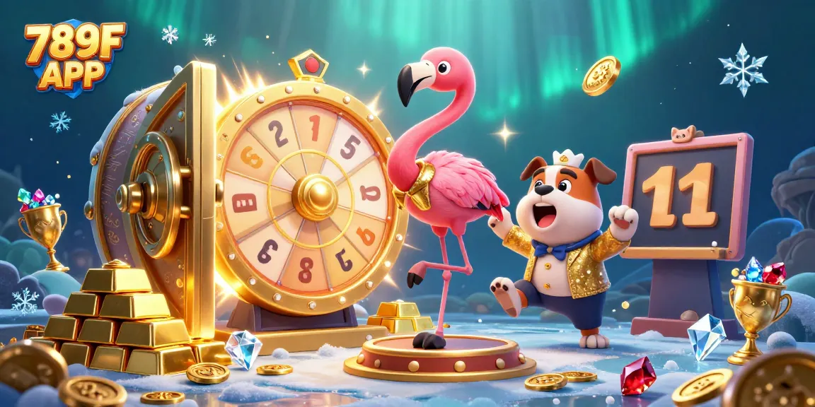 Engage with the thrilling 789F APP experience featuring colorful characters and casino-themed elements.