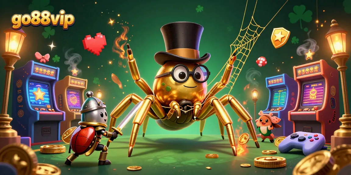 Join the fun at go88vip with a vibrant casino adventure featuring a golden tarantula and beetle knight.