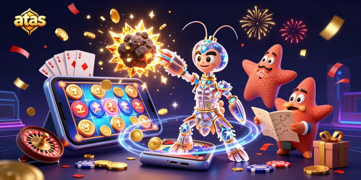 Experience the excitement at atas casino with a vibrant 3D scene of gaming and fortune.
