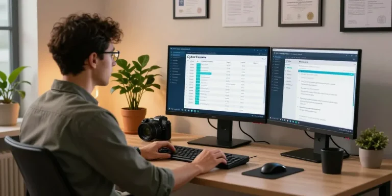 Cyber Essentials UK workspace with expert discussing compliance strategy in a modern office.